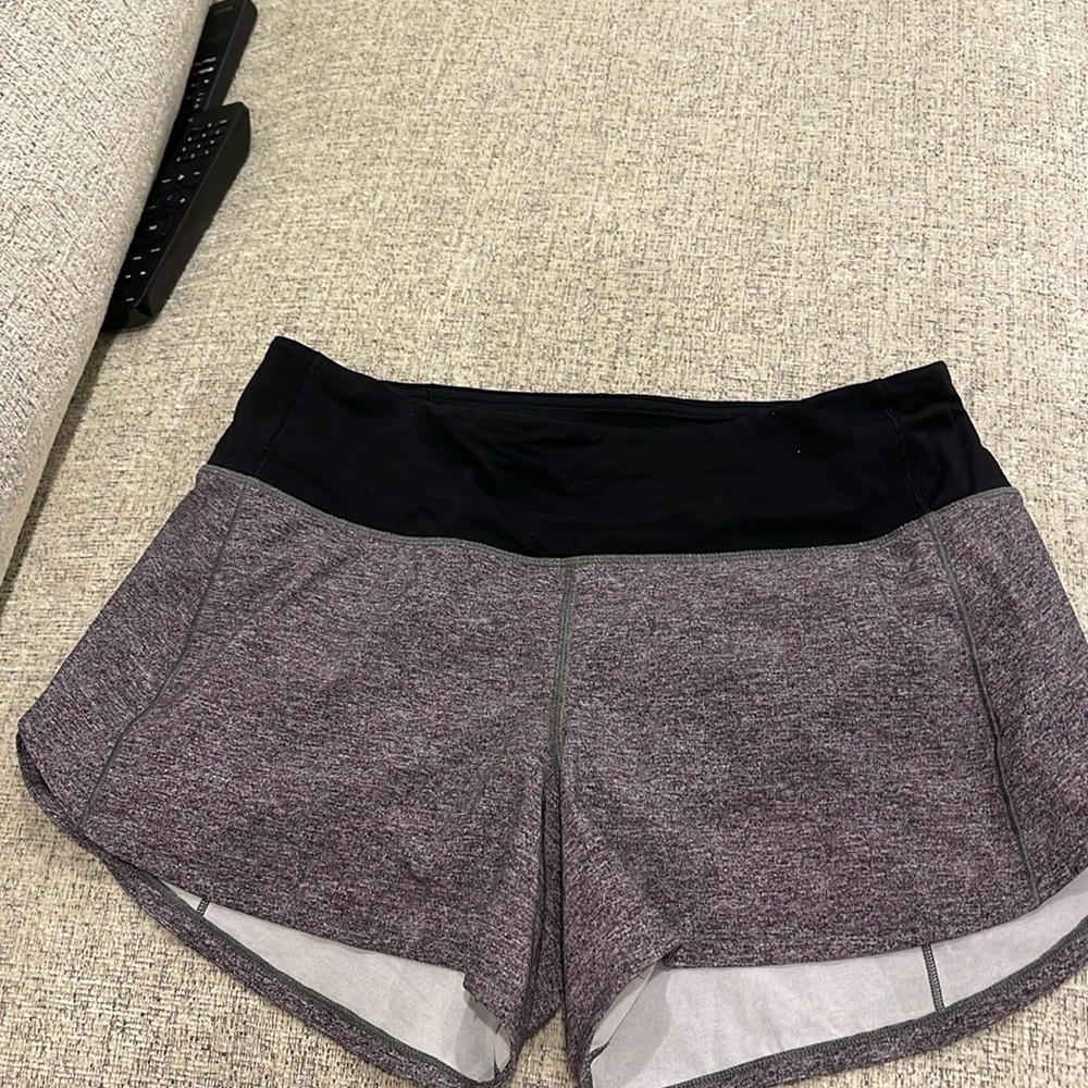 Lululemon athletic shorts. Black and grey. Size 6